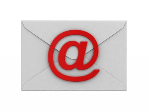 Closed envelope and symbol email on white background. Isolated 3D illustratio Stock Illustration