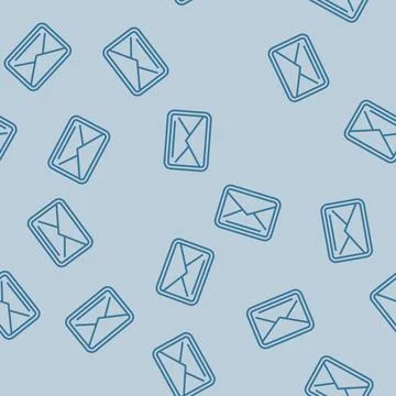 Closed envelope download message line seamless pattern Stock Illustration