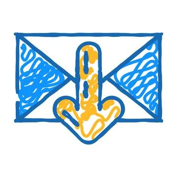 Closed envelope downloada message icon doodle illustration Stockillustratie