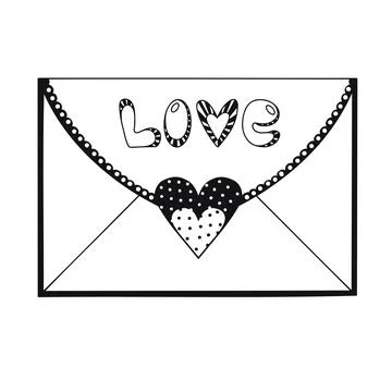 Closed envelope with hearts isolated on a white background. Vector Stock Illustration