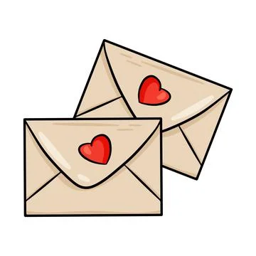 Closed envelope. Letter with heart. Vector illustration with outline. For gre Stock Illustration