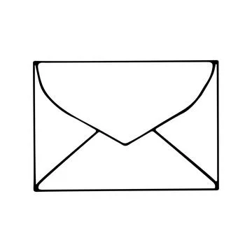 Closed envelope line art. Paper letter. Received message. Hand drawn graphic  Stock-Illustration