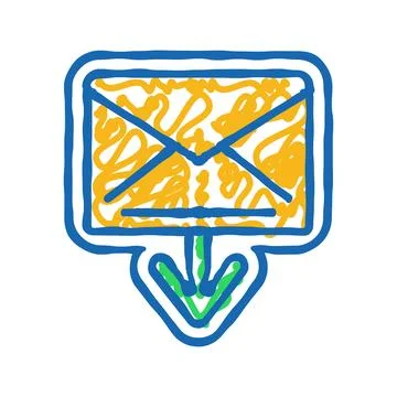 Closed envelope message loading icon doodle illustration Stock Illustration