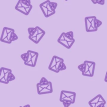 Closed envelope message loading line seamless pattern Stock Illustration