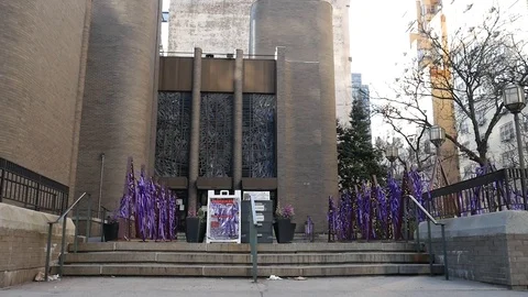 Closed Epiphany Church Easter Lent Gramercy Park Coronavirus Lockdown Stock Footage 127397387