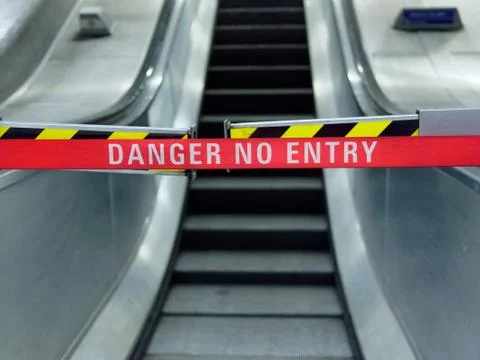 Closed escalators Stock Photos