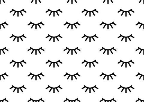 Closed eye with eyelashes cute vector seamless pattern for cartoon character Stock Illustration