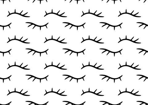 Closed eye with eyelashes cute vector seamless pattern for cartoon character Illustrazione stock