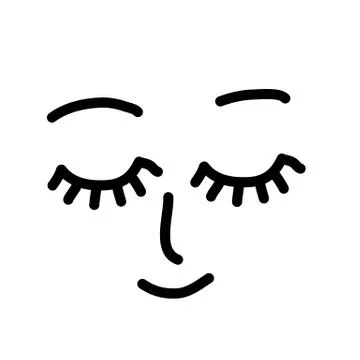 Closed eyes face. Simple vector sketch. Dream. Stock Illustration