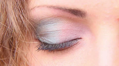 Closed eyes then opened Stock Footage 58313001