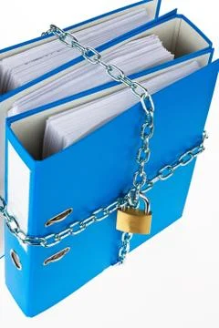 Closed file folder with chain Stock Photos