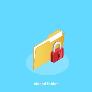 Closed file with lock, isometric icon 스톡 일러스트
