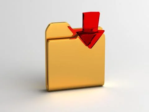 Closed folder and Red Glass Arrow Stock Illustration