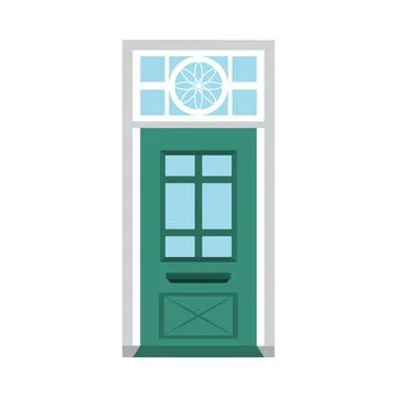 Closed front green door Stock Illustration