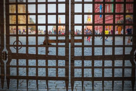 Closed gates in Red Square Foto stock