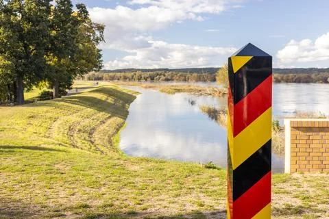 Closed German border crossing. Border post. Concept. state border, Stock Photos