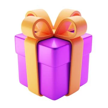 Closed gift box 3d rendered icon Stock Illustration