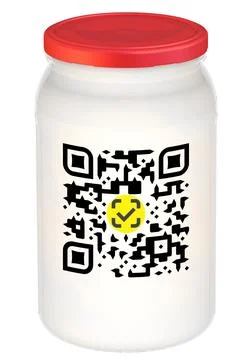 A closed glass jar with a Quick Response code 스톡 일러스트