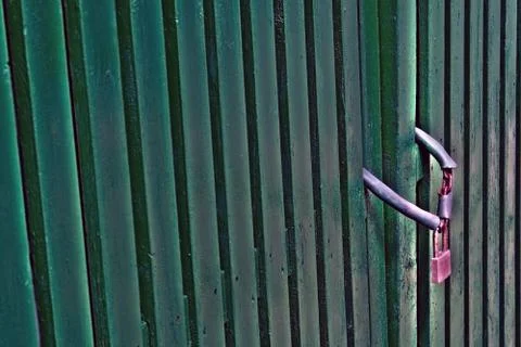 Closed green door Stock Photos