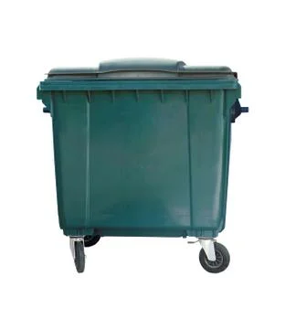 Closed green garbage container isolated on white background Stock Photos