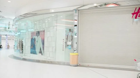 Closed H and M store in Russian shopping mall Stock Footage 238233524