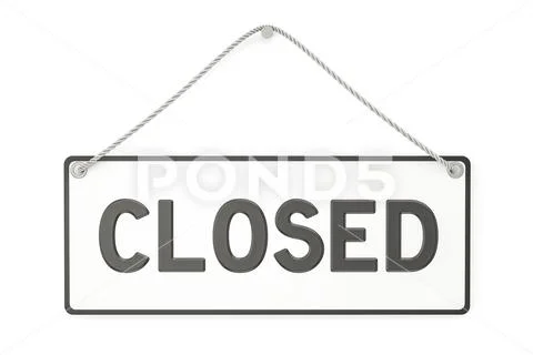 Closed Hanging Sign, 3D rendering Stock Illustration