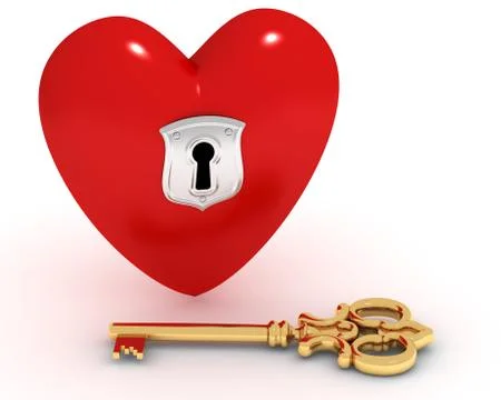Closed heart and key Stock Illustration