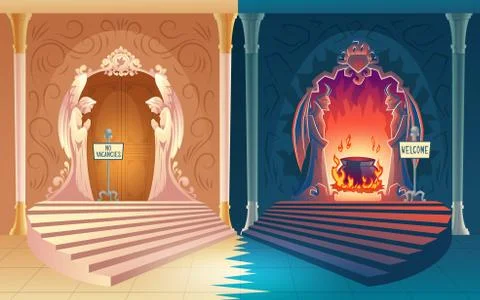 Closed heaven and opened hell gates Stock-Illustration