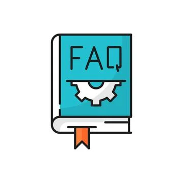 Closed help book with FAQ and gear cogs isolated Stock Illustration