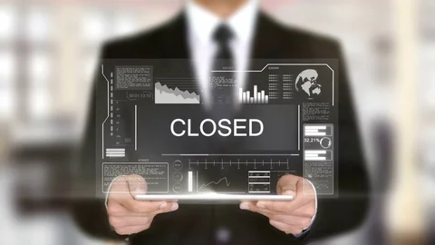 Closed, Hologram Futuristic Interface, Augmented Virtual Reality Stock Footage 77117361