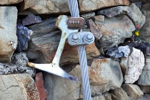 Closed hook on wire rope Foto stock