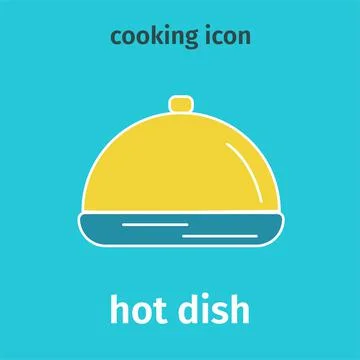 Closed hot dish icon. Vector colored icon. Tray with a lid. Flat. Ilustración de archivo