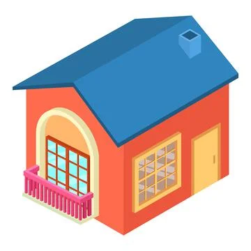 Closed house icon isometric vector. Modern one story building with chimney icon Ilustración de archivo