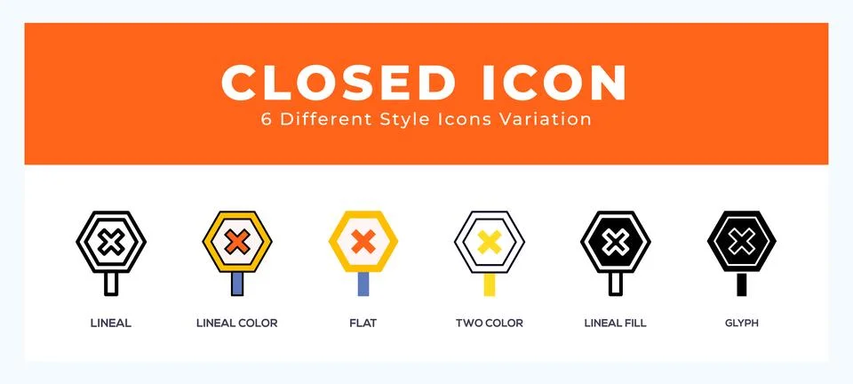 Closed icon set. Design elements for logo Stockillustratie