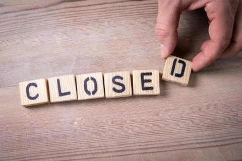 Closed. Information about the termination of a cafe, shop, restaurant or other Stock Photos
