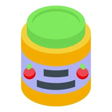 Closed jar of apple sauce or baby food with green lid and blank label isome.. Stock Illustration