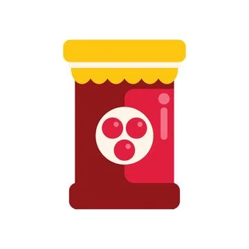 Closed jar of cherry jam with yellow cap preserving delicious flavor Stock Illustration