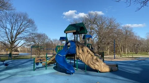 Closed kids playground Stock Footage 128384474