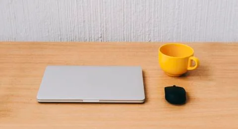 Closed Laptop On Table Stock Photos