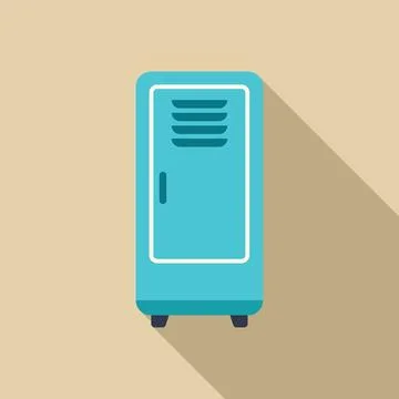Closed light blue school locker with ventilation and long shadow Stock Illustration