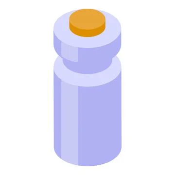 Closed light purple plastic bottle with yellow cap isometric view Stock Illustration