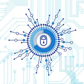 Closed Lock Access Technology Concept Of Data Protection And Security Illustrazione stock