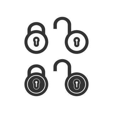 Closed lock and open lock icon. Padlock symbol. Sign safety vector. Stock Illustration