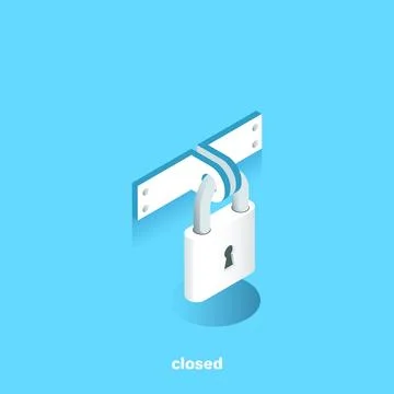 Closed lock on a blue background, isometric image 库存插图