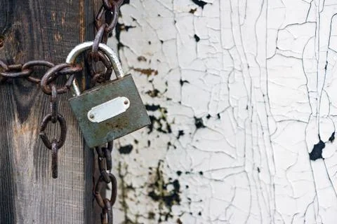 Closed lock on the chain Stock Photos