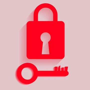 Closed lock icon with a key Stock Illustration