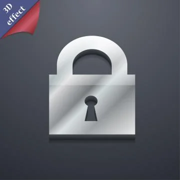 Closed lock icon symbol. 3D style. Trendy, modern design with space for your tex Illustrazione stock