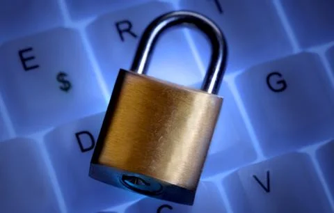 A closed lock on a keyboard Stock Photos