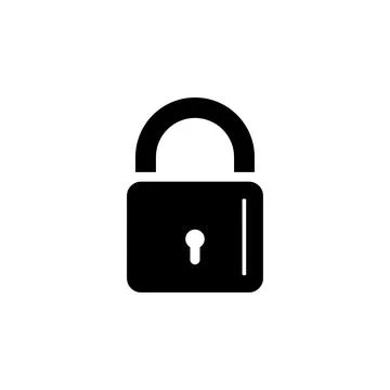 Closed Lock, Mechanical Padlock Solid Flat Vector Icon Isolated on White Back Stock Illustration