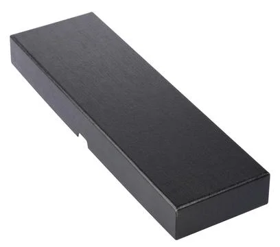 Closed long rectangular black box with textured surface on isolated backgroun Stock Photos